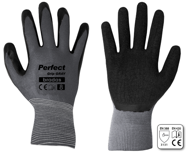 Rękawice ochronne PERFECT GRIP GRAY lateks / karta rozmiar 8