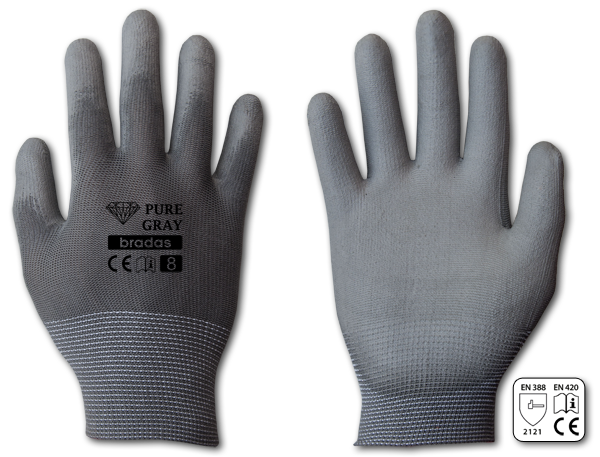 Rękawice ochronne PURE GRAY poliuretan / karta rozmiar 9