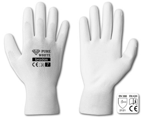 Rękawice ochronne PURE WHITE poliuretan rozmiar 11 / karta